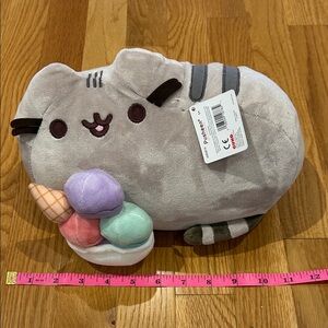 Gund Pusheen gray cat with ice cream sundae